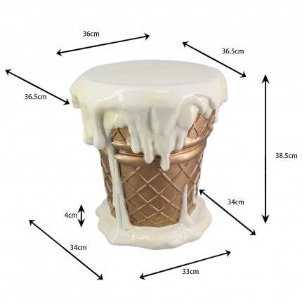 Tabouret glace 38cm vanille Kare Design
