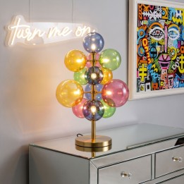 Lampe acier doré et verre multicolore - Scala Balls - Kare Design