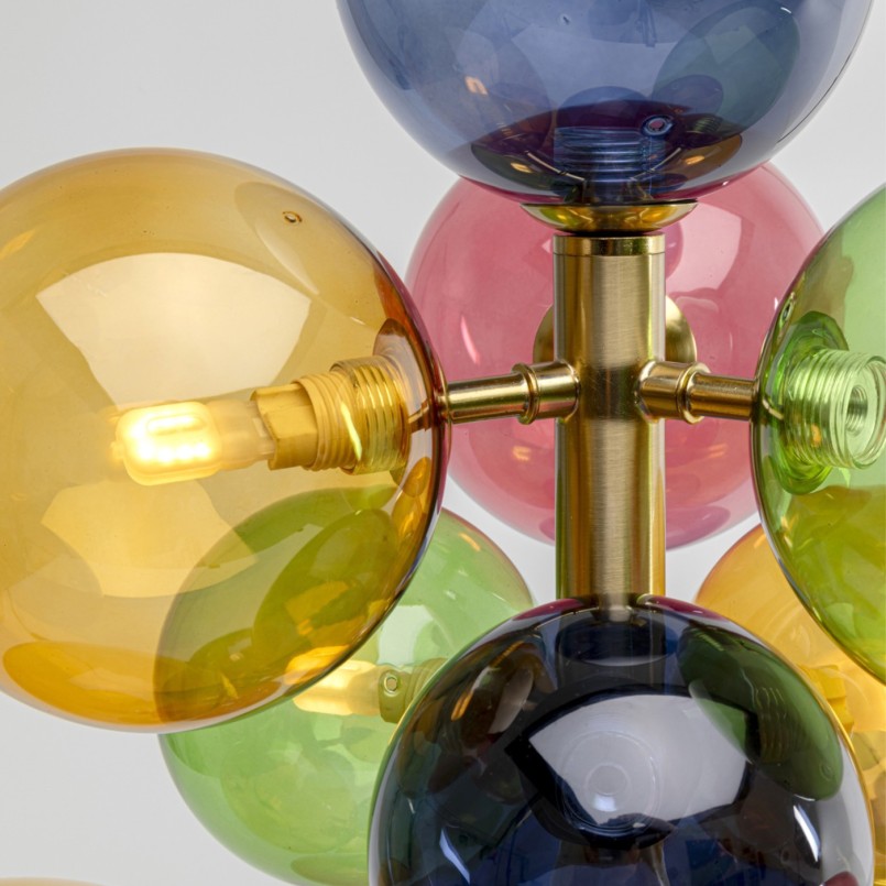 Lampe acier doré et verre multicolore - Scala Balls - Kare Design