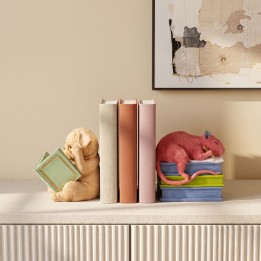 Serre-livres chien et souris rose - Kare Design
