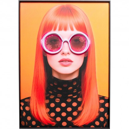 Framed Picture LED sunglasses flowers 50x70cm Kare Design
