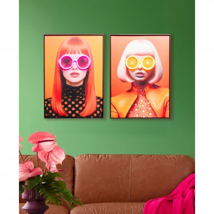 Framed Picture LED sunglasses flowers 50x70cm Kare Design