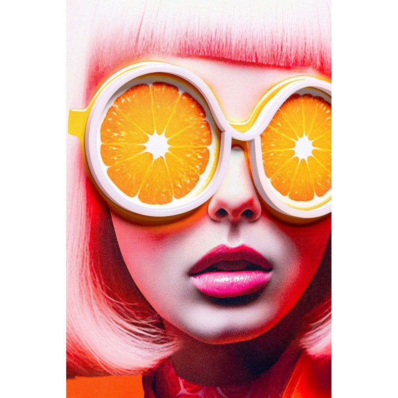 Tableau femme aux lunettes de soleil en forme d'oranges - Kare Design