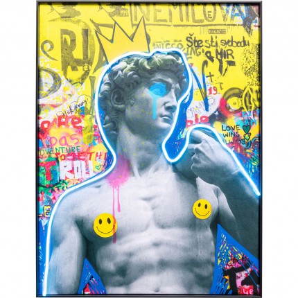 Framed Picture LED David graffiti 60x80cm Kare Design