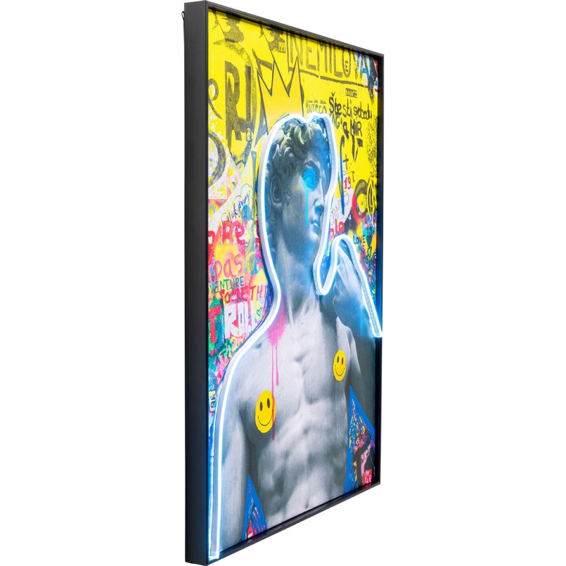 Tableau LED statue antique sur un fond street art - Kare Design