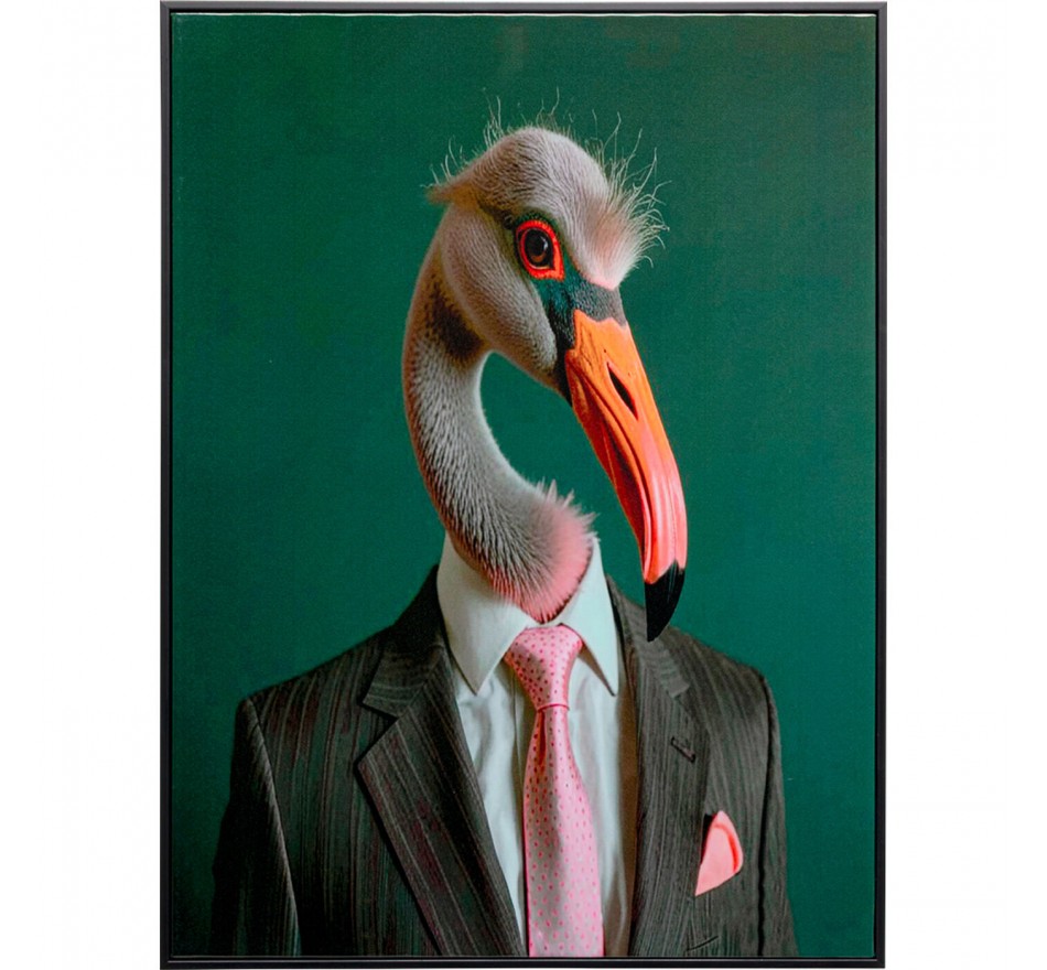 Tableau monsieur flamant rose 45x60cm Kare Design