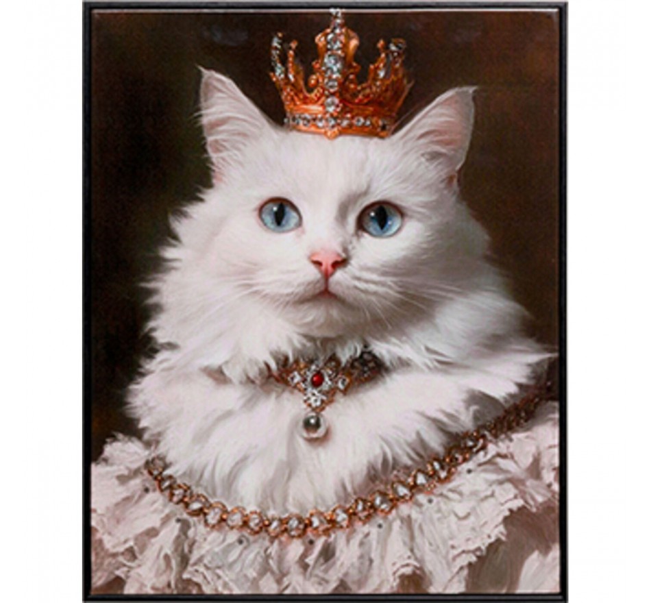 Tableau princesse chat blanc 40x50cm Kare Design