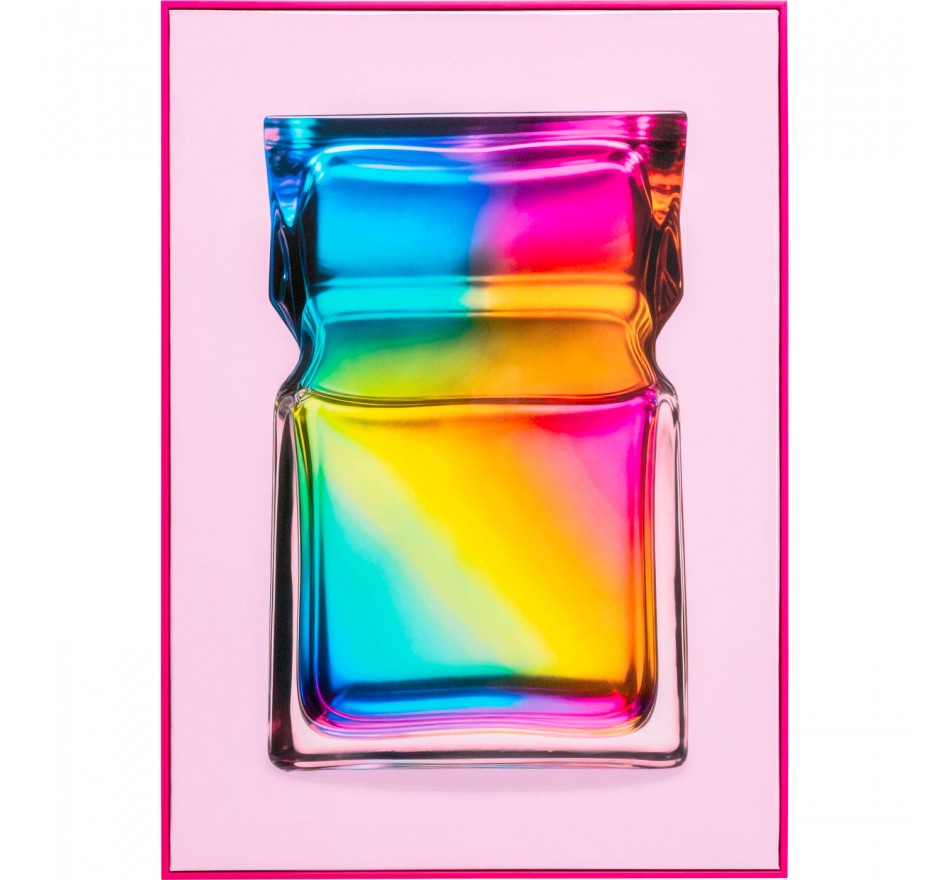Tableau flacon arc-en-ciel 50x70cm rose Kare Design