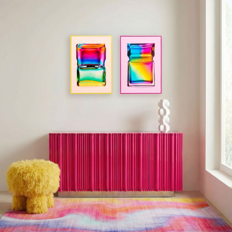 Framed Picture rainbow bottle 50x70cm yellow Kare Design