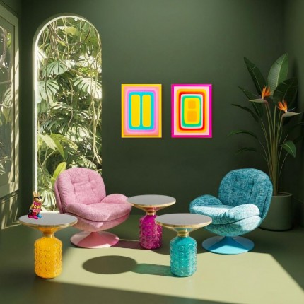 Tableau Square Shapes 60x80cm jaune Kare Design