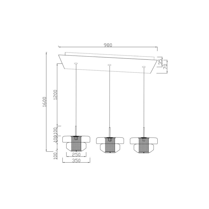 Suspension Arcadia ambre 125cm