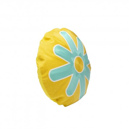 Coussin Icon soleil jaune et turquoise Kare Design