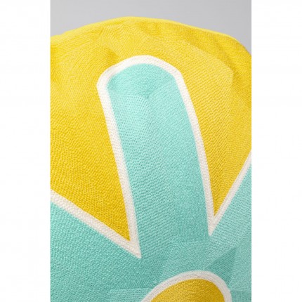 Coussin Icon soleil jaune et turquoise Kare Design