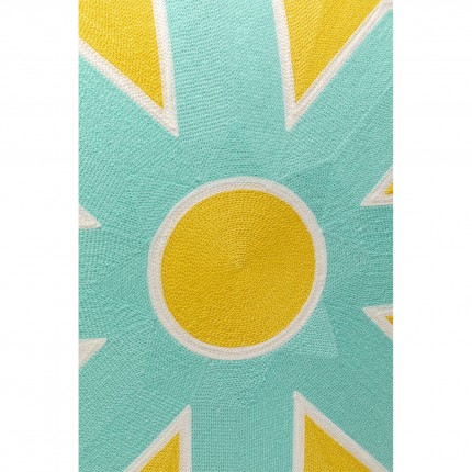 Coussin Icon soleil jaune et turquoise Kare Design
