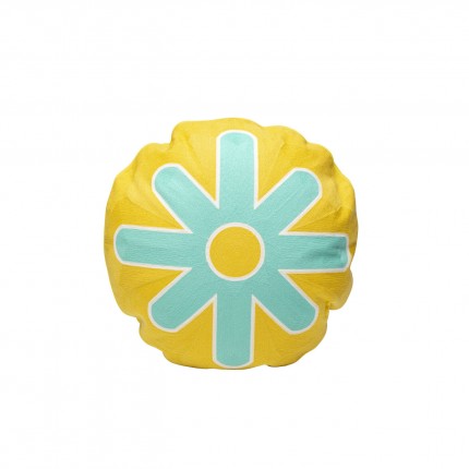 Cushion Icon sun yellow and turquoise Kare Design