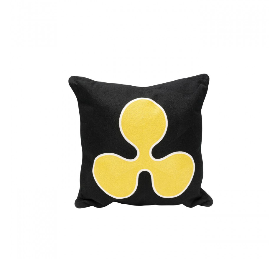 Coussin Icon fleur noir et jaune Kare Design