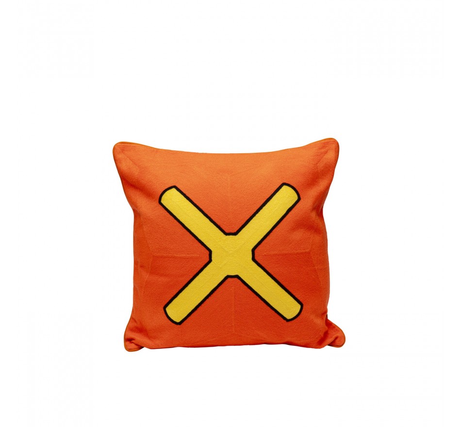 Cushion Icon cross orange and yellow Kare Design