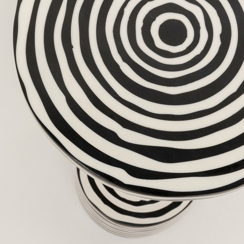 Table d'appoint ronde noire et blanche - Domero - Kare Design