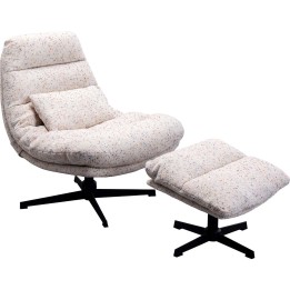 Fauteuil pivotant et repose-pieds blancs - Columbia - Kare Design