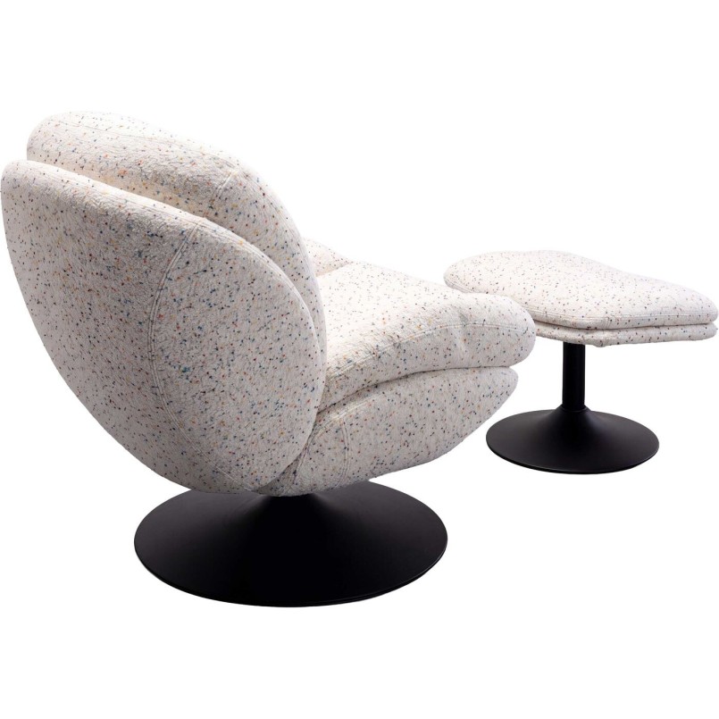 Fauteuil pivotant avec repose-pieds blancs - Standford - Kare Design