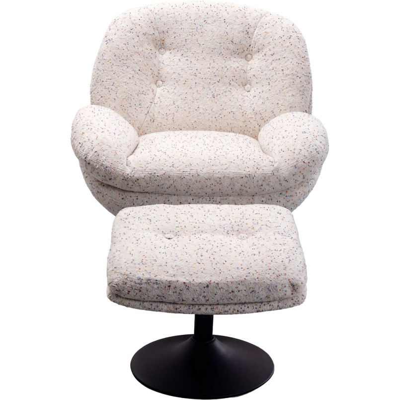 Fauteuil pivotant avec repose-pieds blancs - Standford - Kare Design