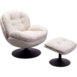 Fauteuil pivotant avec repose-pieds blancs - Standford - Kare Design