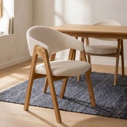 Chaise avec accoudoirs crème et chêne - Julius - Kare Design