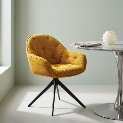 Swivel chair with armrests Carlito Mesh yellow Kare Design