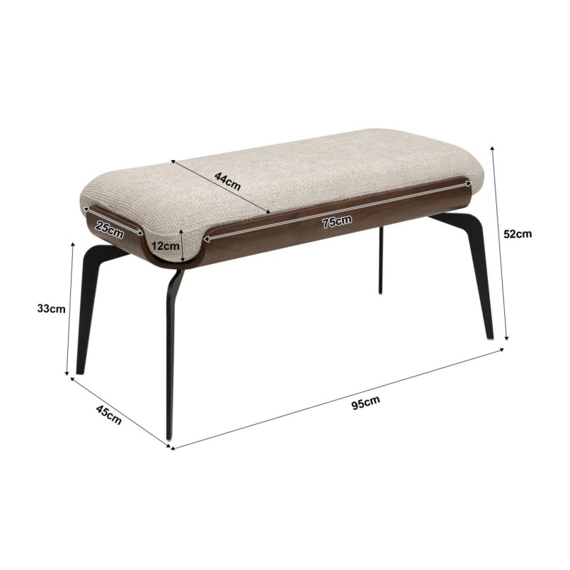 Banc 1/2 places en polyester tressé et hêtre - Marc - Kare Design