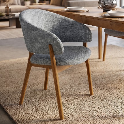 Chaise avec accoudoirs August Melange bleue Kare Design