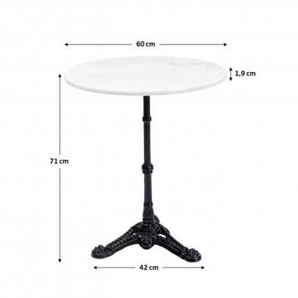 Table Bistrot ronde 60cm marbre blanc Kare Design
