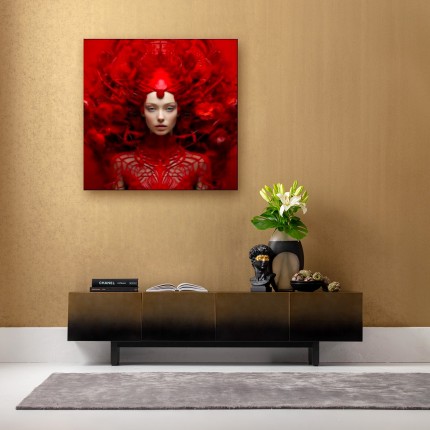 Tableau en verre muse rouge 120x120cm Kare Design