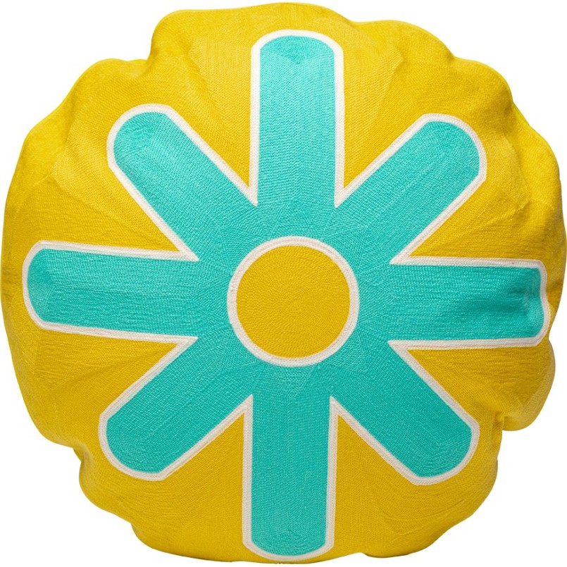 Coussin jaune soleil turquoise - Icon - Kare Design