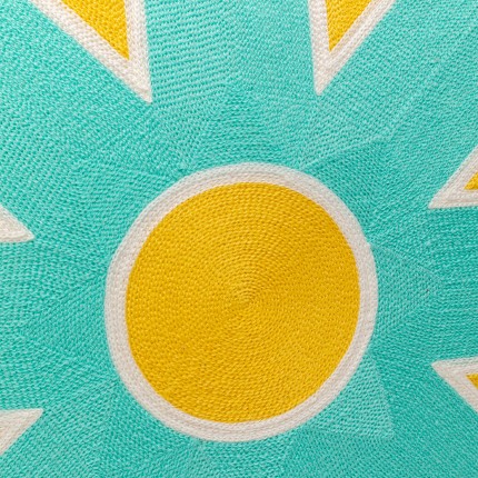 Cushion Icon sun yellow and turquoise Kare Design