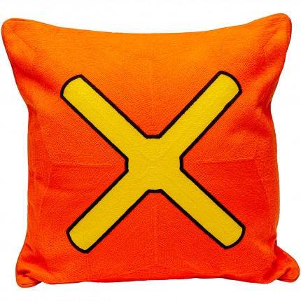 Cushion Icon cross orange and yellow Kare Design