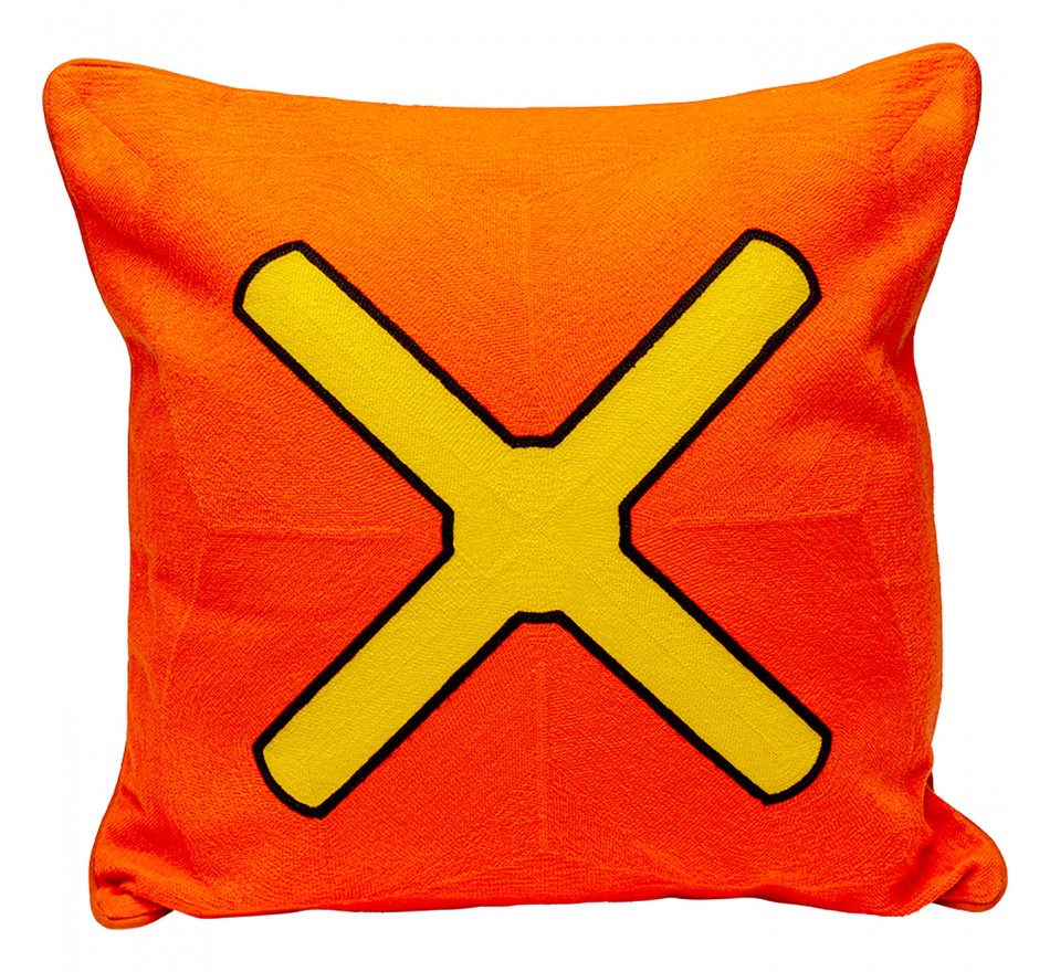 Coussin Icon croix orange et jaune Kare Design