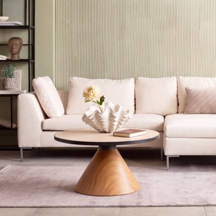 Table basse Cono Travertino 70cm chêne Kare Design