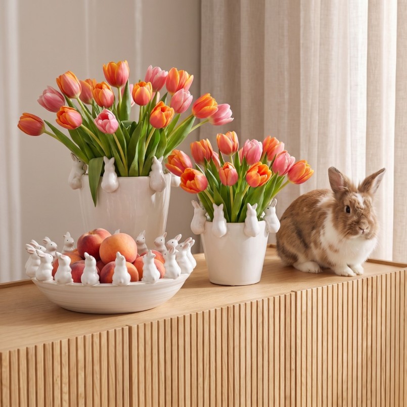 Coupe lapins en grès blanc - Kare Design