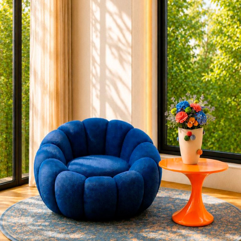 Fauteuil pivotant bleu - Peppo Bloom - Kare Design