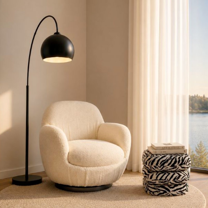 Matte black steel arc floor lamp - Lounge - Kare Design
