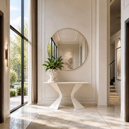 Miroir Curve rond 100cm laiton Kare Design