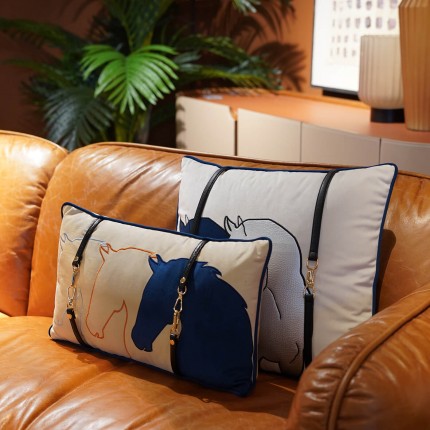 Cushion duo horse blue Kare Design