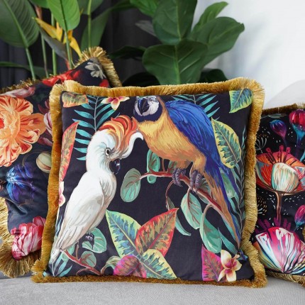Cushion Fringe exotic birds Kare Design