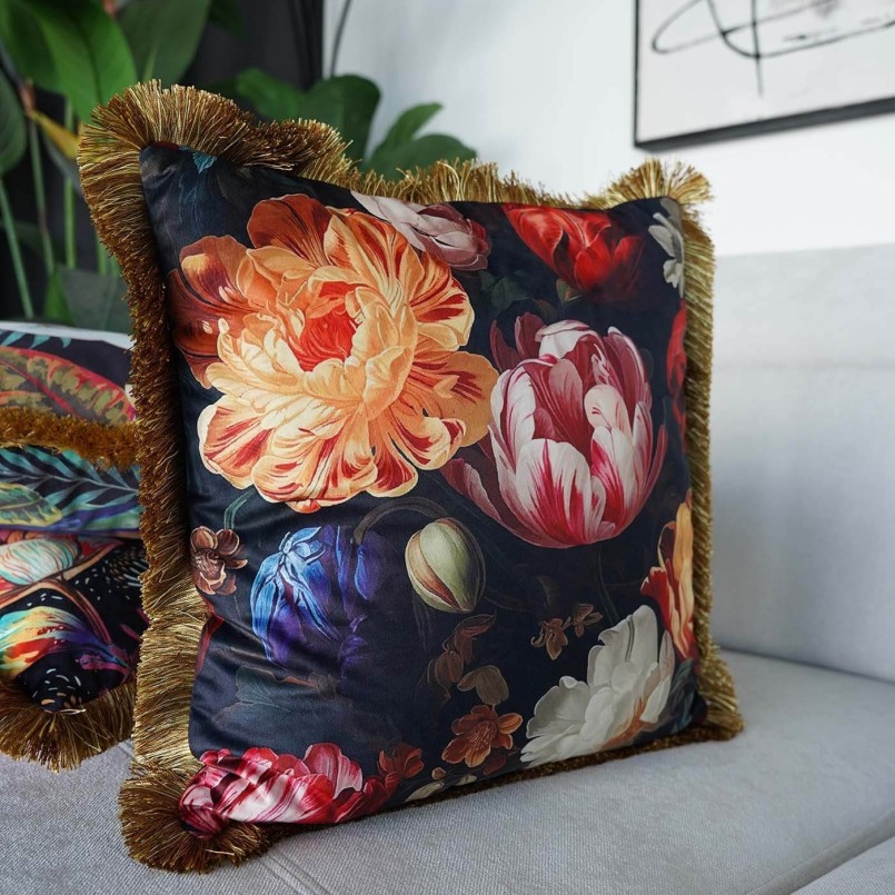 Coussin à franges pivoines - Kare Design