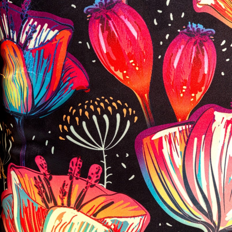 Coussin fleurs exotiques en velours - Jungle - Kare Design