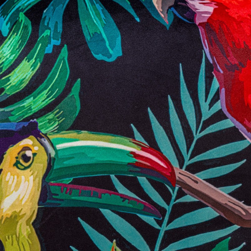 Coussin perroquet et toucan en velours - Jungle - Kare Design