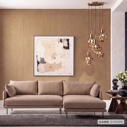 Corner Sofa Edna right light brown Kare Design