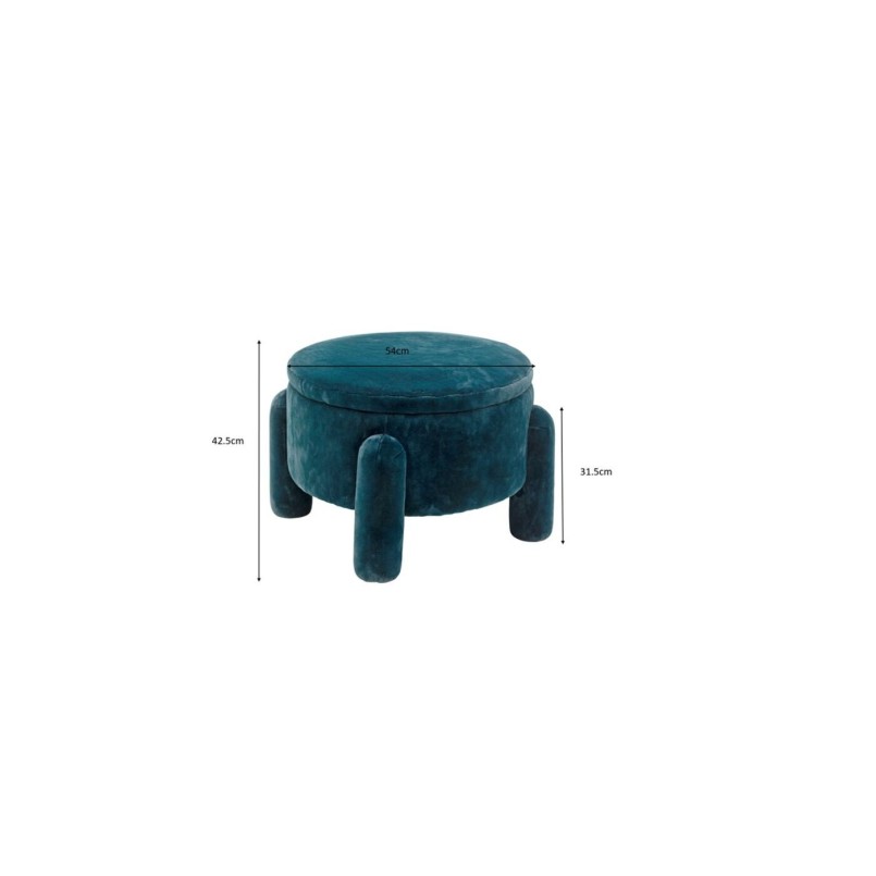 Tabouret coffre bleu Ø54cm