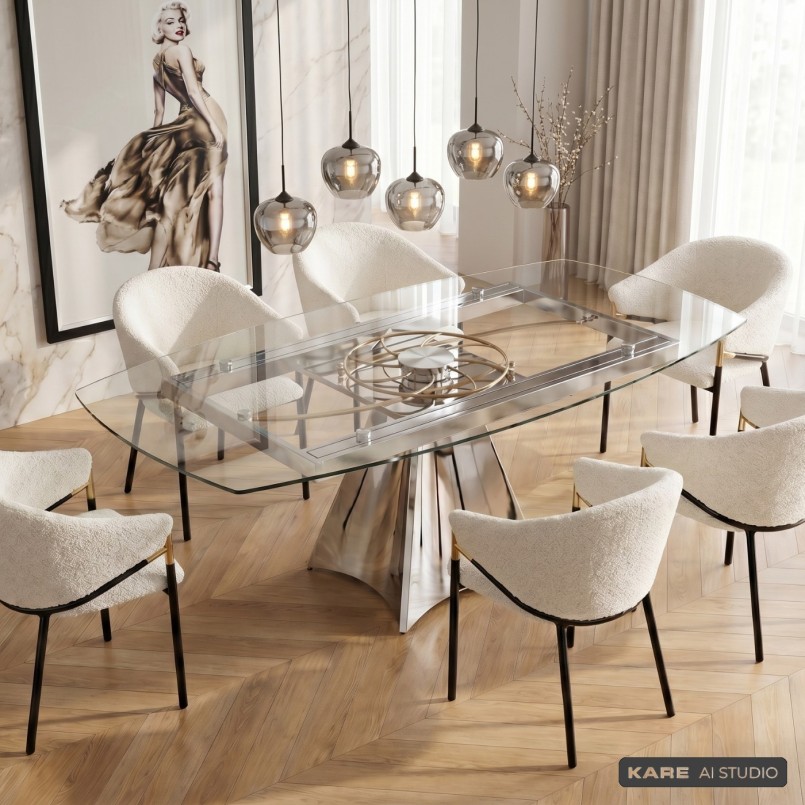 Table à rallonges en verre- Tempo - Kare Design