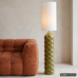 Lampadaire en grès vert et coton - Luma - Kare Design